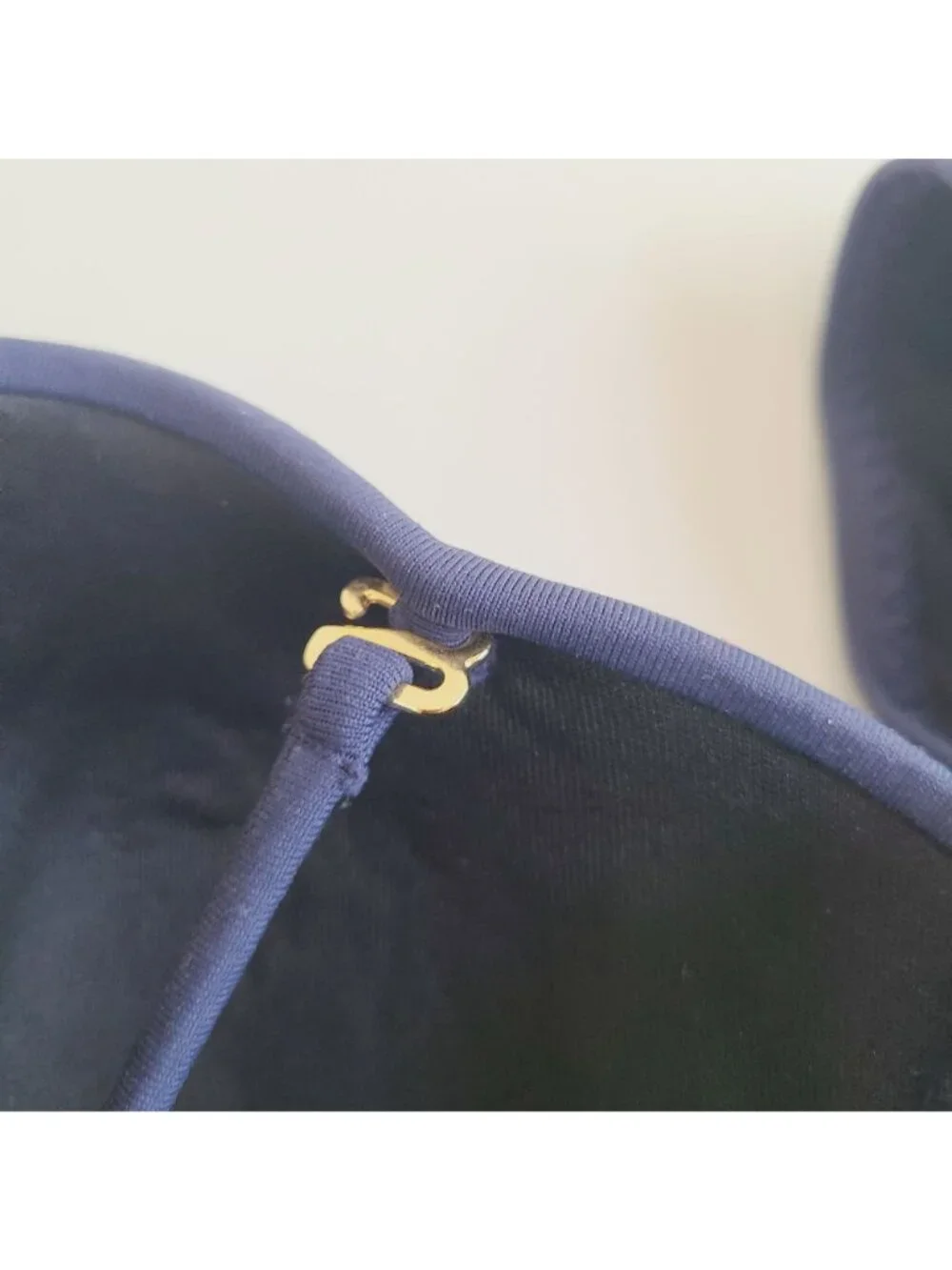 Yandy Navy Blue Bandeau Underwire Bikini Top Lace-Up Back Halter Tie Grommets - Picture 6 of 13